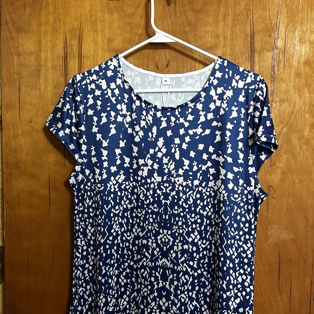 Made With Love M Maxi Dress Blue White Floral Pockets NEW